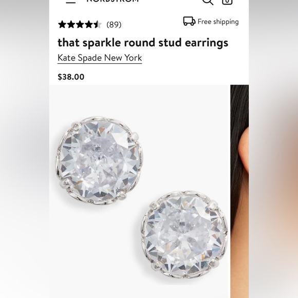 Original Kate Spade New York, round cubic zirconia earrings. Great condition. - Picture 3 of 5